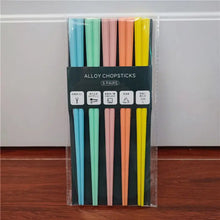 Load image into Gallery viewer, Blue Japanese Multicolor Chopsticks Set | Luxury Alloy - 5 Pairs