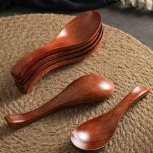 Load image into Gallery viewer, Small Wooden Asian Soup Spoons | Chinese Noodle Rice Utensils - 1/2/3 Pc Sets