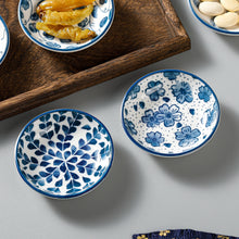 Load image into Gallery viewer, Mini Ceramic Soy Sauce Dish | Blue &amp; White Dipping Bowls - 6 Pc Set