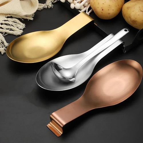 Metal Kitchen Spoon Rest | Stainless Steel Spatula Holder for Stove - 1 Pc