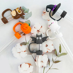 Cute Spooky Stanley Straw Toppers Set | Silicone Halloween Covers - 1 Pc