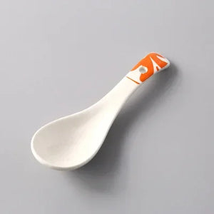 White Asian Soup Spoons | Classic Japanese Ceramic Spoon Tableware - 1 Pc