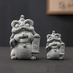 Lucky Cat Stone Tea Pet | Fengshui Chinese Mascot - 1 Pc