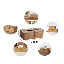 Load image into Gallery viewer, Bamboo Rattan Tissue Box Cover | Brown Paper Holder Dispenser - 1 Pc