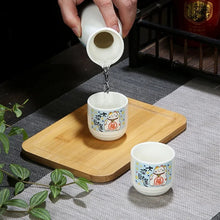 Load image into Gallery viewer, Japanese Painting Sake Set | Tokkuri Bottle and 2 Ceramic Cups - 3 Pc Set