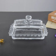 Load image into Gallery viewer, Glass Butter Dish | Cute Rectangular Storage with Heart Crown Lid - 1 Set