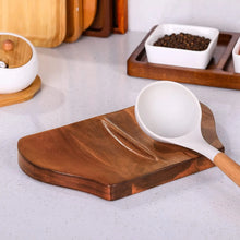 Load image into Gallery viewer, Acacia Dual Spoon Rests for Stove | Natural Wood Kitchen Spatula Holder - 1 Pc