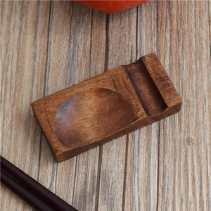 Japanese Wooden Spoon & Chopsticks Holder | Japanese Dual Tableware Rest - 4 Pc Set