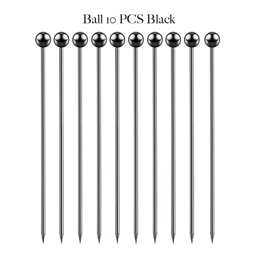 Black Cocktail Picks | Metal Toothpick Skewers - 10 Pc Set