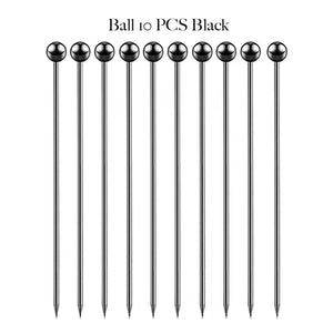 Black Cocktail Picks | Metal Toothpick Skewers - 10 Pc Set