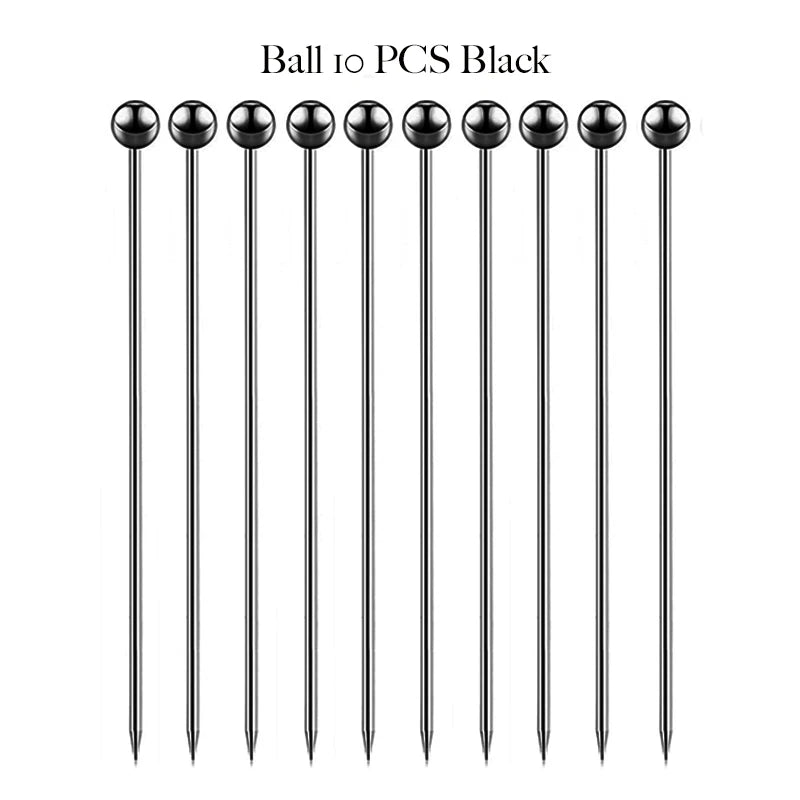 Black Cocktail Picks | Metal Toothpick Skewers - 10 Pc Set