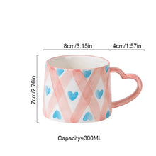 Load image into Gallery viewer, Painted Heart Handle Cute Mugs | Ceramic Coffee Cups - 1 Pc