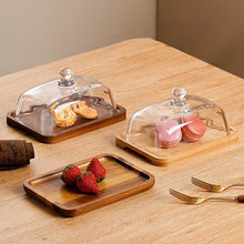 Load image into Gallery viewer, Wooden and Glass Butter Dish with Lid | Cake Dessert Fruit Display - 1 Set