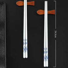 Load image into Gallery viewer, Blue &amp; White Ceramic Chopsticks Set | Celadon Tableware - 5/10/20/30 Pairs
