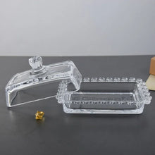 Load image into Gallery viewer, Glass Butter Dish | Cute Rectangular Storage with Heart Crown Lid - 1 Set