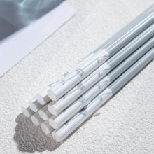 Load image into Gallery viewer, Light Blue Gray Chopsticks | Floral Korean Metal Tableware - 5 Pair Set