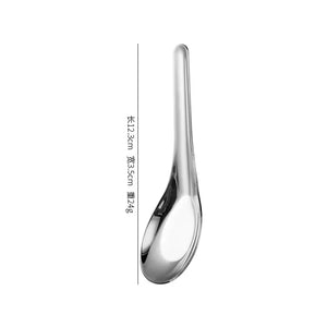 Korean Asian Soup Spoons | Stainless Steel Flat Metal Tableware - 1 Pc