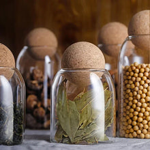 Load image into Gallery viewer, Glass Spice Jar Set with Ball Cork Lid | Coffee Tea Canister Storage