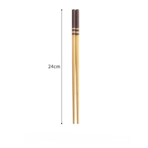 Striped Bamboo Chopsticks | Waxless Chinese Wood Tableware - 10 Pair Set
