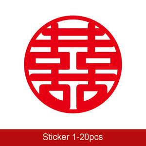 Traditional Chinese Red Wedding Stickers for Wall Door Decoration - 20 pcs