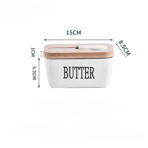 Cute Butter Dish | Colorful Bamboo Lid and Knife Holder Ceramic - 1 Set