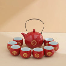 Load image into Gallery viewer, Red Chinese Vietnamese Tea Ceremony Set with Travel Box - 1 Set