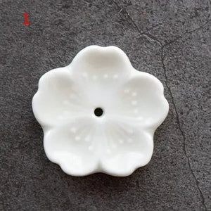 Cherry Blossom Ceramic Incense Holder | Cute Sakura Flower Stick Burners - 1 Pc