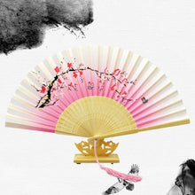 Load image into Gallery viewer, Red Chinese Silk Folding Wood Fan with Tassel | Lunar New Year Gifts - 1 Pc