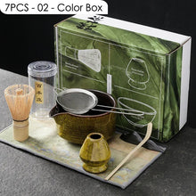 Load image into Gallery viewer, Yellow Matcha Set | Bowl Scoop Whisk Towel Holder and Sifter - 7 Pc