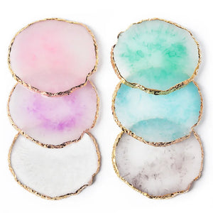 Resin Stone Trinket Dish | Gold Accent Jewelry Tray - 1 Pc