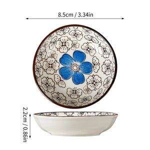 Blue & White Ceramic Soy Sauce Dish | Japanese Small Dipping Bowl - 6 PC Set