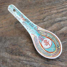 Load image into Gallery viewer, Vintage Asian Soup Spoons |  Blue Red Yellow 1970s Chinese Ceramic Spoon - 1 Pc