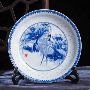 Chinese Blue And White Dinner Plates | Vintage Porcelain Ceramic Plate - 1 Pc