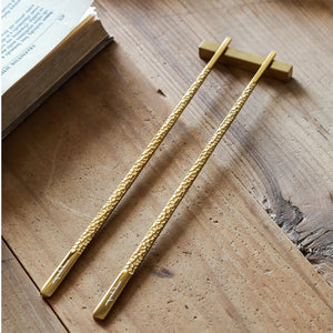 Silver & Gold Luxury Stainless Steel Chopsticks | Korean Metal Hammered - 1 Pair