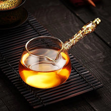 Load image into Gallery viewer, Glass Tea Dispenser with Gold Handle | Japanese Chinese Teapot - 1 Pc