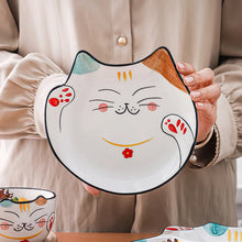 Load image into Gallery viewer, Happy Cat Plates | Large Japanese Ceramic Kitty Shaped Serving Plate - 1 Pc