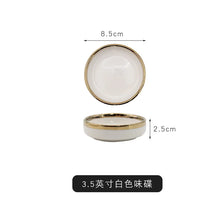 Load image into Gallery viewer, Gold Accent Soy Sauce Dish | Ceramic Japanese Small Seasoning Dish - 1 Pc