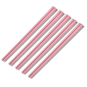 Yellow Pink Green Japanese Silicone Chopsticks Mixed Set - 5/8 Pairs