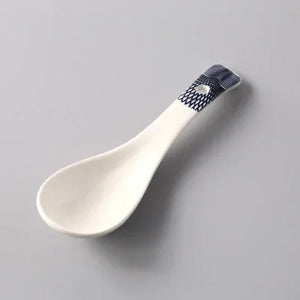 White Asian Soup Spoons | Classic Japanese Ceramic Spoon Tableware - 1 Pc