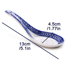 Load image into Gallery viewer, Traditional China Asian Soup Spoons | Blue &amp; White Chinese Porcelain - 5 PC Set