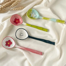 Load image into Gallery viewer, Hand Painted Asian Soup Spoons | Cute Ceramic Flower Kawaii - 1 Pc