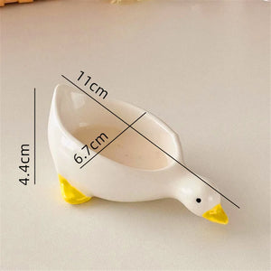 Cute Duck Soy Sauce Dish | Small Dipping Ceramic Bowls - 2 Pc Set