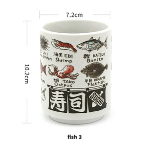 Mt Fuji Cylindrical Japanese Tea Cups | Ceramic Fun Traditional Japan Landmarks - 1 Pc