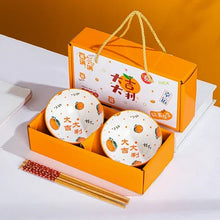 Load image into Gallery viewer, Orange Ceramic Bowls and Chopsticks Set | Lunar New Year Gift Box - 1 Set