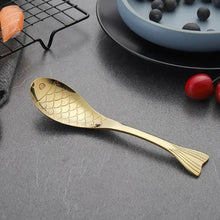 Load image into Gallery viewer, Fish Asian Soup Spoon | Rose Gold Silver Rainbow Cute Japanese Stainless Steel  - 1 Pc