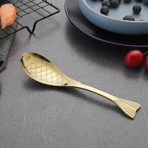 Fish Asian Soup Spoon | Rose Gold Silver Rainbow Cute Japanese Stainless Steel  - 1 Pc