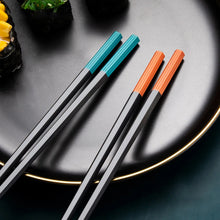 Load image into Gallery viewer, Red Blue Japanese Metal Chopsticks Mixed Luxury Set - 5 Pairs