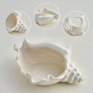 Unique Shell Trinket Dish | White Ceramic Jewelry Tray plate - 1 Pc