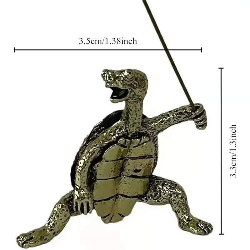 Metal Turtle Stance Incense Holder | Vintage Bronze Stick Burner - 1 Pc