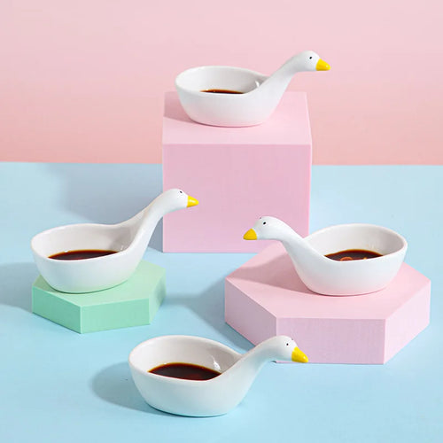 Cute Duck Sauce Bowl | Small Japanese Ceramic Seasoning Dish  - 1 Pc